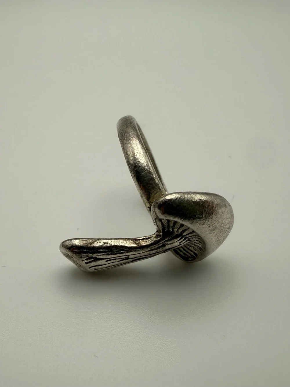 Mushroom Ring Vintage Novelty Silver Tone Toadstool size 6.5 Boho Cottagecore